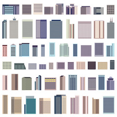 buildings flat style illustrations vector set