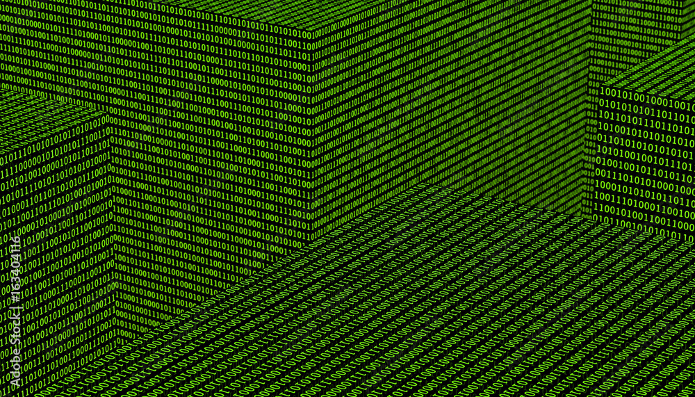 Wall mural 3d binary green blocks