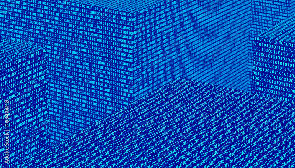 Wall mural 3d binary blue blocks