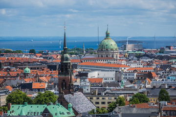 Obraz premium Panoramic view of Copenhagen city in sunny day from the City hall tower. Copenhagen, Denmark.