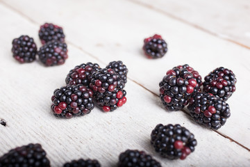 Blackberry on wooden table