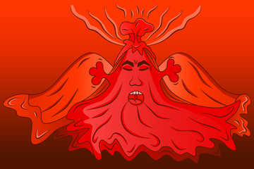 Erupting volcano cartoon vector colored illustration sketch © Svet105