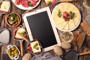 raclette cheese with charcuterie