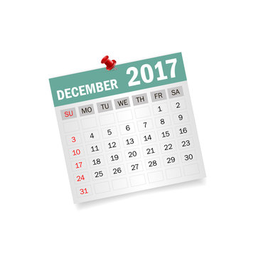 December 2017. Calendar vector illustration