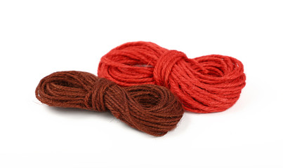 Two jute twine coil skeins isolated on white