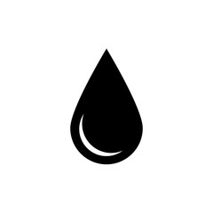 Black drop icon. Oil or water symbol. Simple flat vector illustration with shadow isolated on white background.