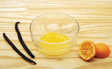 Vanilla and eggs recipe Plumcake corn and mandarin.