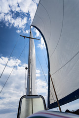Naklejka premium Detailed closeup of sail on sailboat