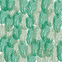 Vector pattern. Leaves of a tropical palm tree.  Banana leaf background. Exotic design.