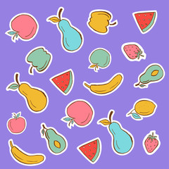 Healthy stickers with vegetables and fruits.