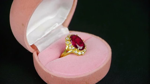 Rotation of ruby diamond ring.