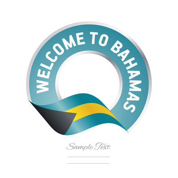 Welcome to Bahamas flag sea green label logo icon