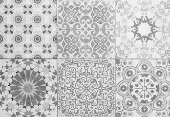 Old ceramic tiles patterns in the park public
