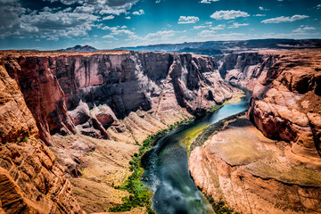 Picturesque bend of the Colorado River. Sighting place on the edge of the cliff