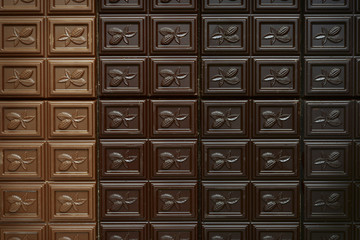 Assortment of chocolate bars .Top view.