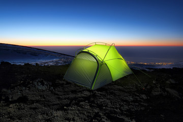 Dawn On Tent In Etna Park, Sicily