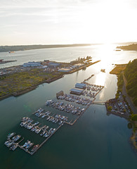 Tacoma WA Boat Marina in Hylebos Waterway at Sunset