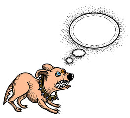 Cartoon image of annoyed dog. An artistic freehand picture.
