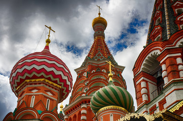 Fototapeta na wymiar A fragment of the domes of St. Basil's Cathedral. Russia. Moscow.