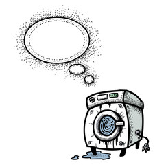 Cartoon image of washing machine. An artistic freehand picture.