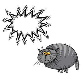 Cartoon image of fat cat. An artistic freehand picture.