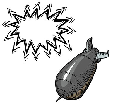 recommend clip art: Cartoon image of falling bomb. An artistic freehand picture.