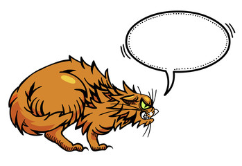 Cartoon image of angry cat. An artistic freehand picture.