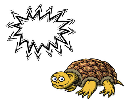 Cartoon image of turtle. An artistic freehand picture.