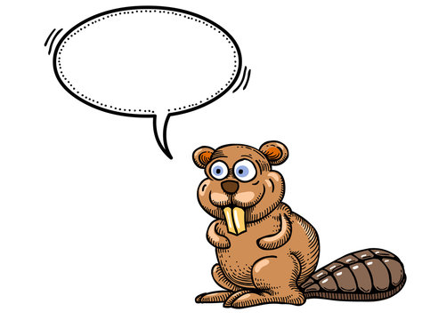 Cartoon image of beaver. An artistic freehand picture.