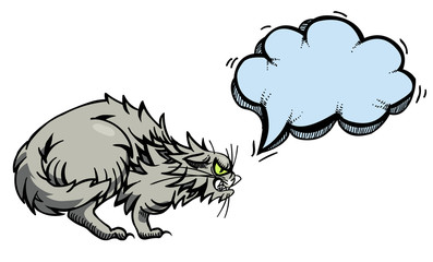 Cartoon image of angry cat. An artistic freehand picture.