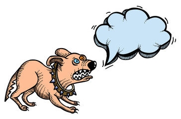 Cartoon image of annoyed dog. An artistic freehand picture.