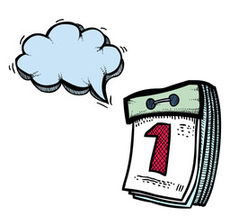 Cartoon image of Calendar Icon. Calendar symbol. An artistic freehand picture.