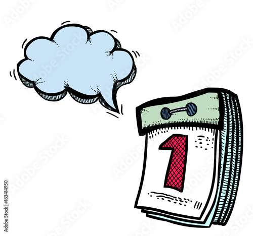 "Cartoon image of Calendar Icon. Calendar symbol. An artistic freehand