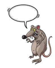 Cartoon image of evil rat. An artistic freehand picture.