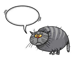 Cartoon image of fat cat. An artistic freehand picture.