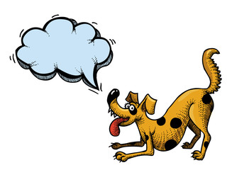 Cartoon image of happy dog. An artistic freehand picture.