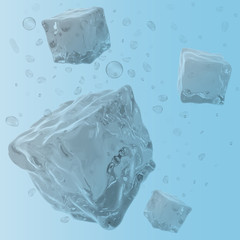 Ice cubes splashing. Vector illustration