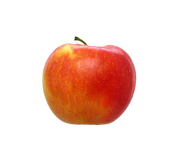 Single ripe red apple fruit   isolated on white background with clipping path