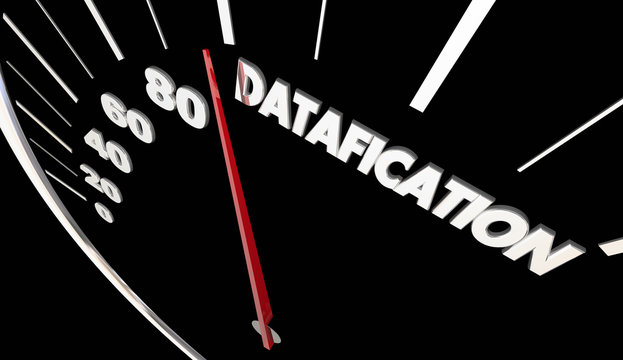 Datafication Speedometer Turn Information into Data Insights 3d Illustration