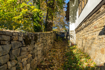 Autumn view of Old Houses in village of Bozhentsi, Gabrovo region, Bulgaria