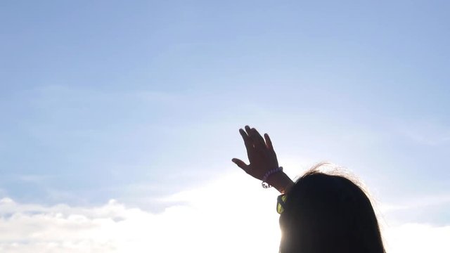 Couple Playing Frisbee on the Beach. Slow Motion. HD, 1920x1080. 
