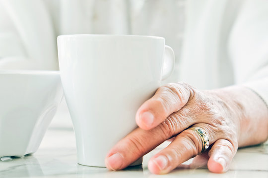 part of senior woman with breakfast, Senior healthy eating