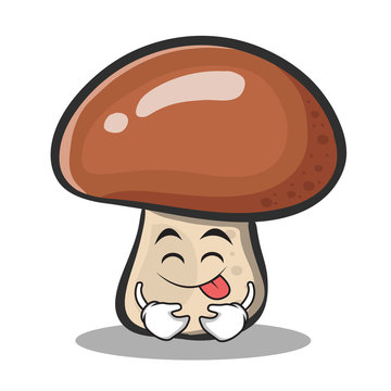 Tongue out mushroom character cartoon
