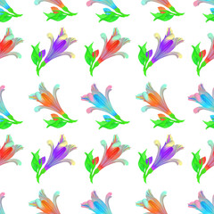 Fototapeta na wymiar Alstroemeria. Seamless pattern texture of flowers. Floral background, photo collage