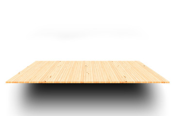 Wooden table isolated on white background for product placement,Clipping Path.