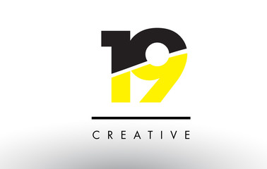 19 Black and Yellow Number Logo Design. - obrazy, fototapety, plakaty