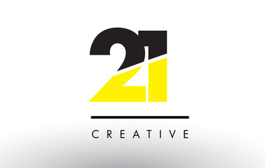 21 Black and Yellow Number Logo Design. - obrazy, fototapety, plakaty