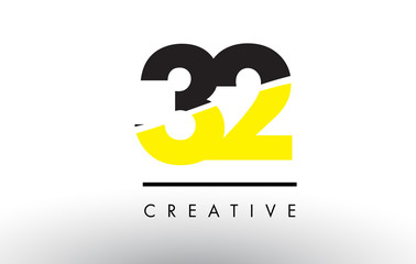 32 Black and Yellow Number Logo Design.
