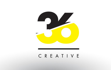36 Black and Yellow Number Logo Design. - obrazy, fototapety, plakaty