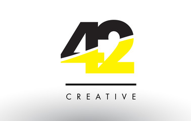 42 Black and Yellow Number Logo Design. - obrazy, fototapety, plakaty
